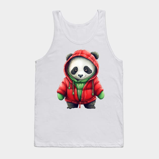 Knitted Christmas Panda Bear Tank Top by Chromatic Fusion Studio